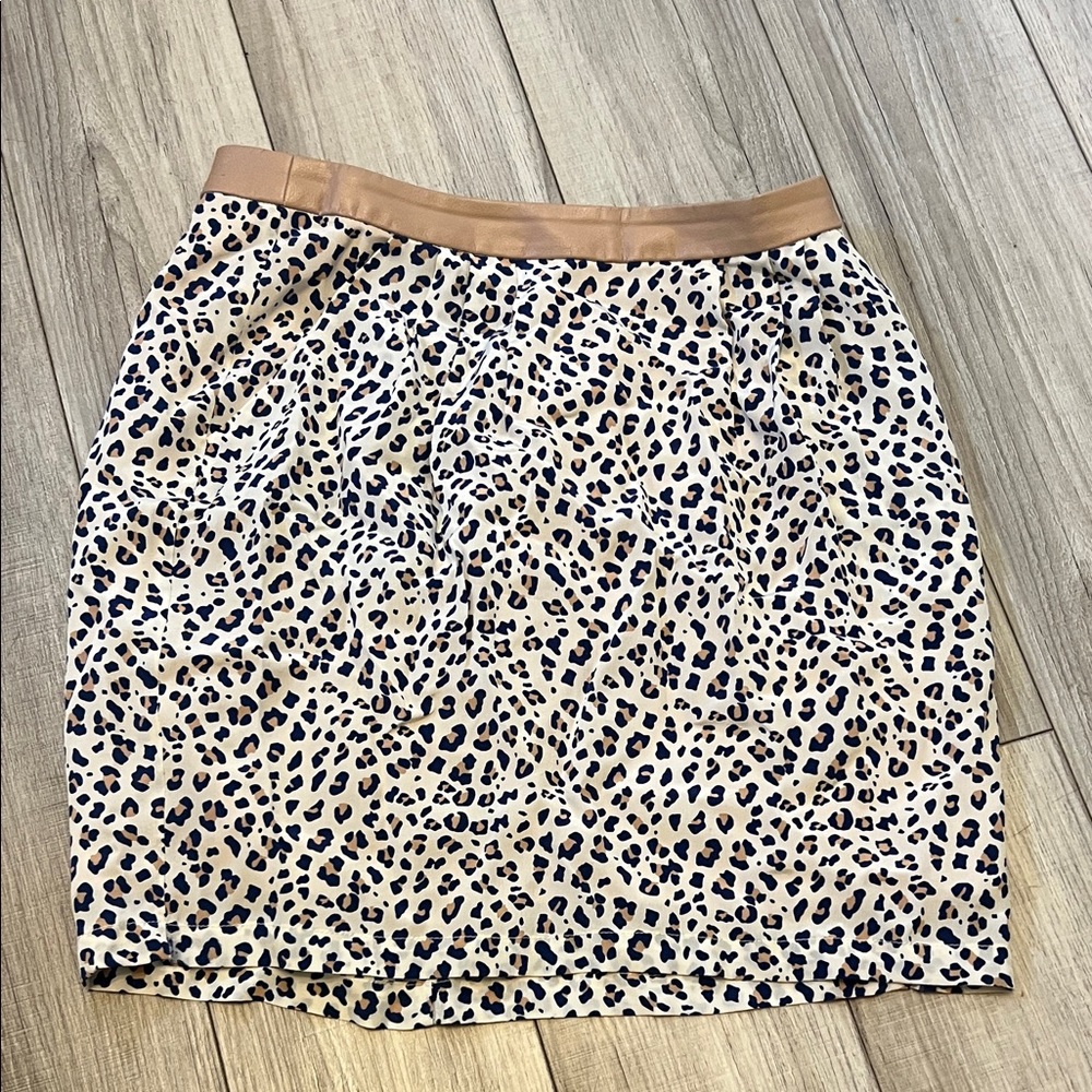Supertrash Animal Print Pencil Skirt with Tan Waistband